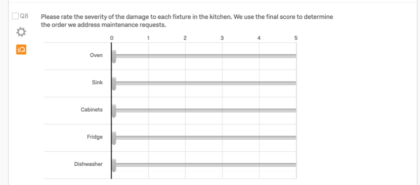 Slider question in survey editor