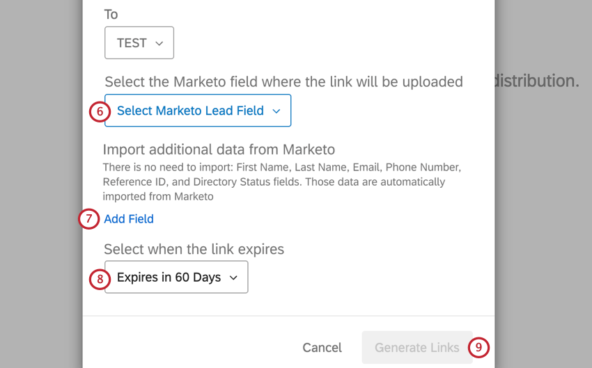 choosing the marketo lead field and setting an expiration