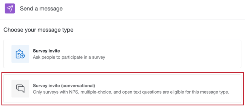 greyed out conversational survey invite option
