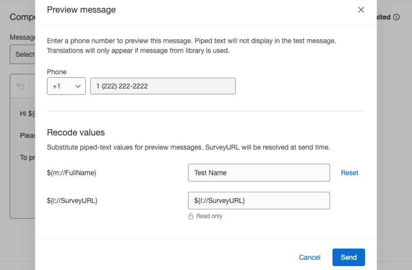 setting up an sms preview