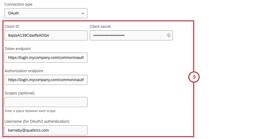 adding the connection fields for oauth