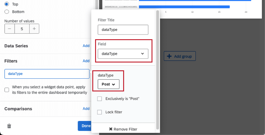 widget filter for data type set to Post
