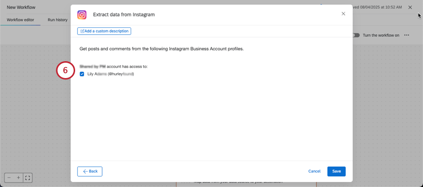 selecting Instagram profiles to track