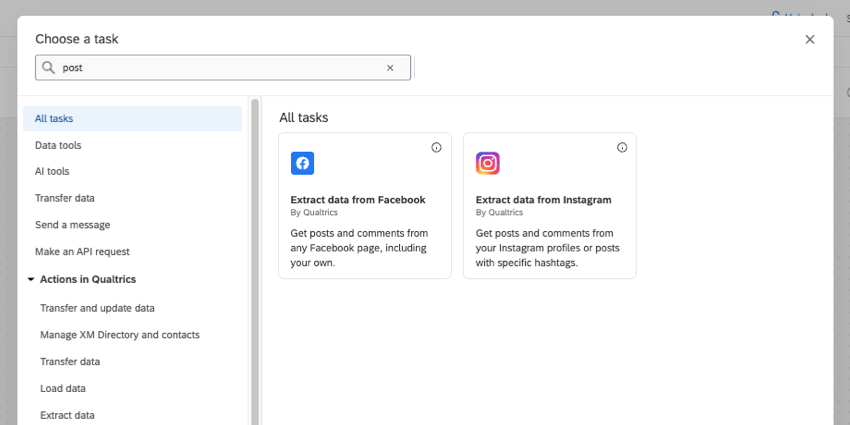facebook and insta extraction tasks