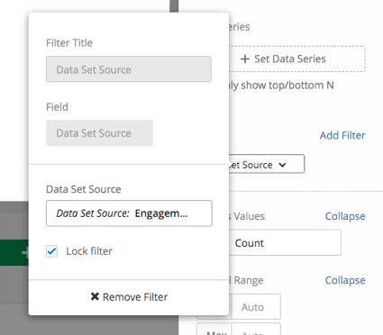 Data set source filter on a widget