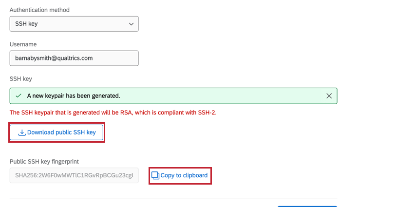 downloading the ssh key