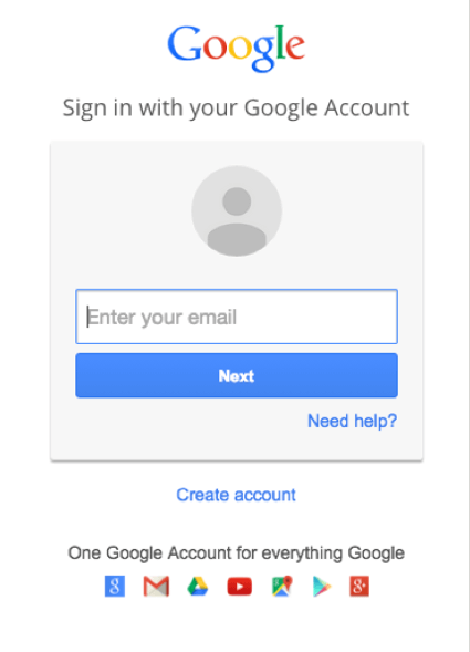 Google login page