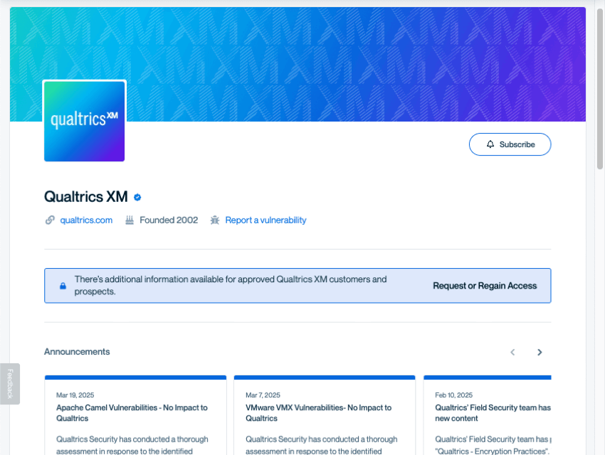 image of homepage of trust center with latest announcements