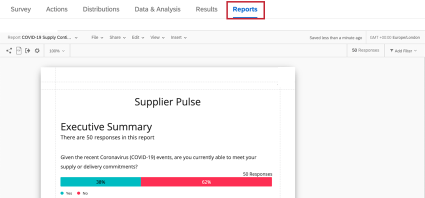 the reports tab