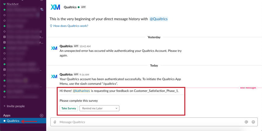 Survey distribution in the Qualtrics app