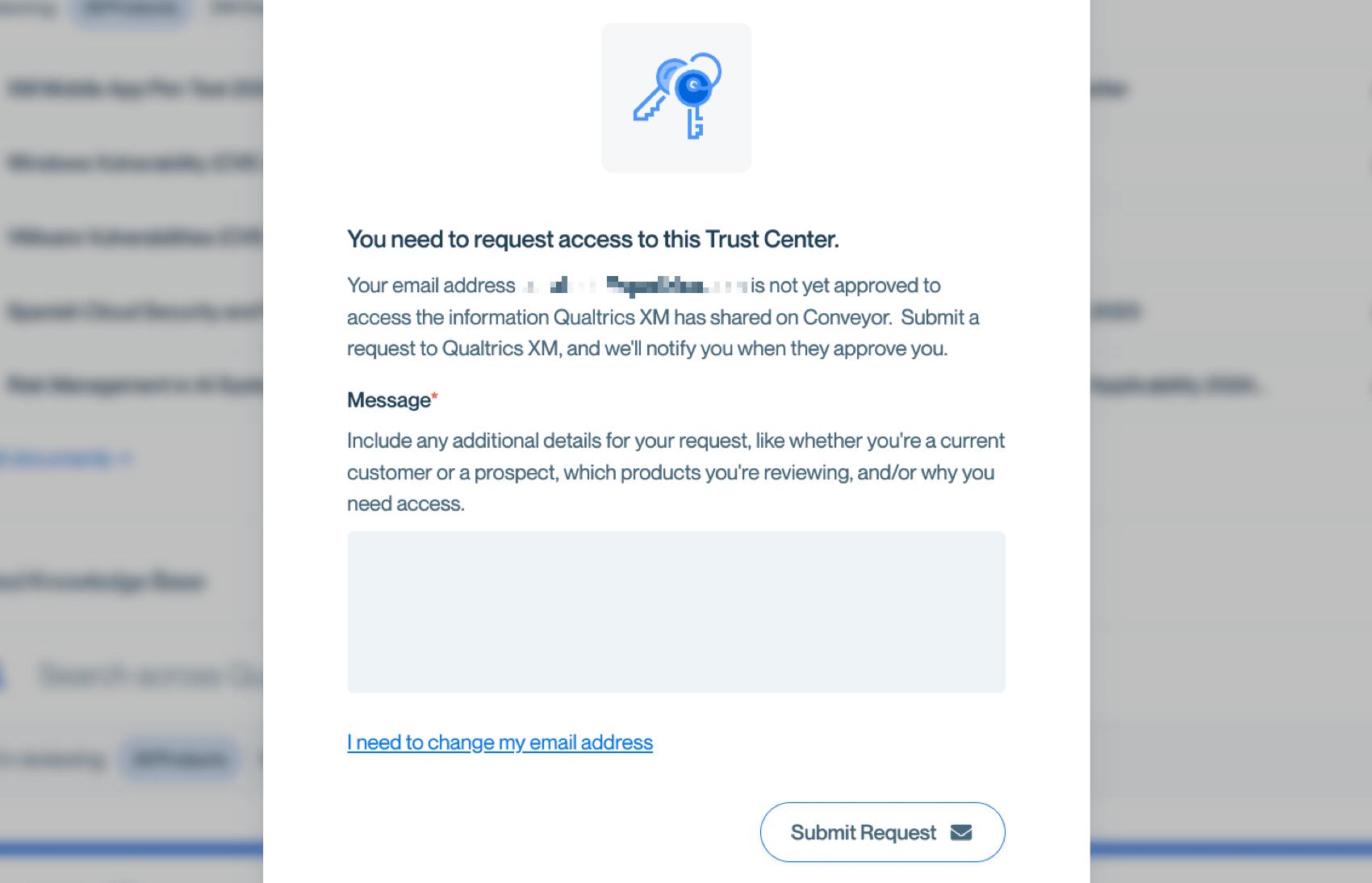 requesting access to a trust center doc