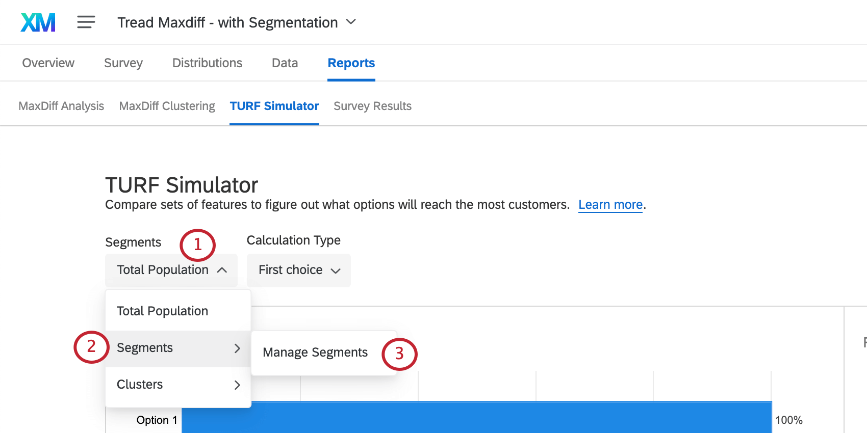 using the segments dropdown to manage the segments