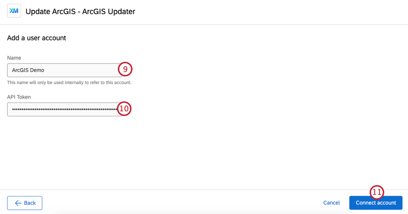 entering account information for the task