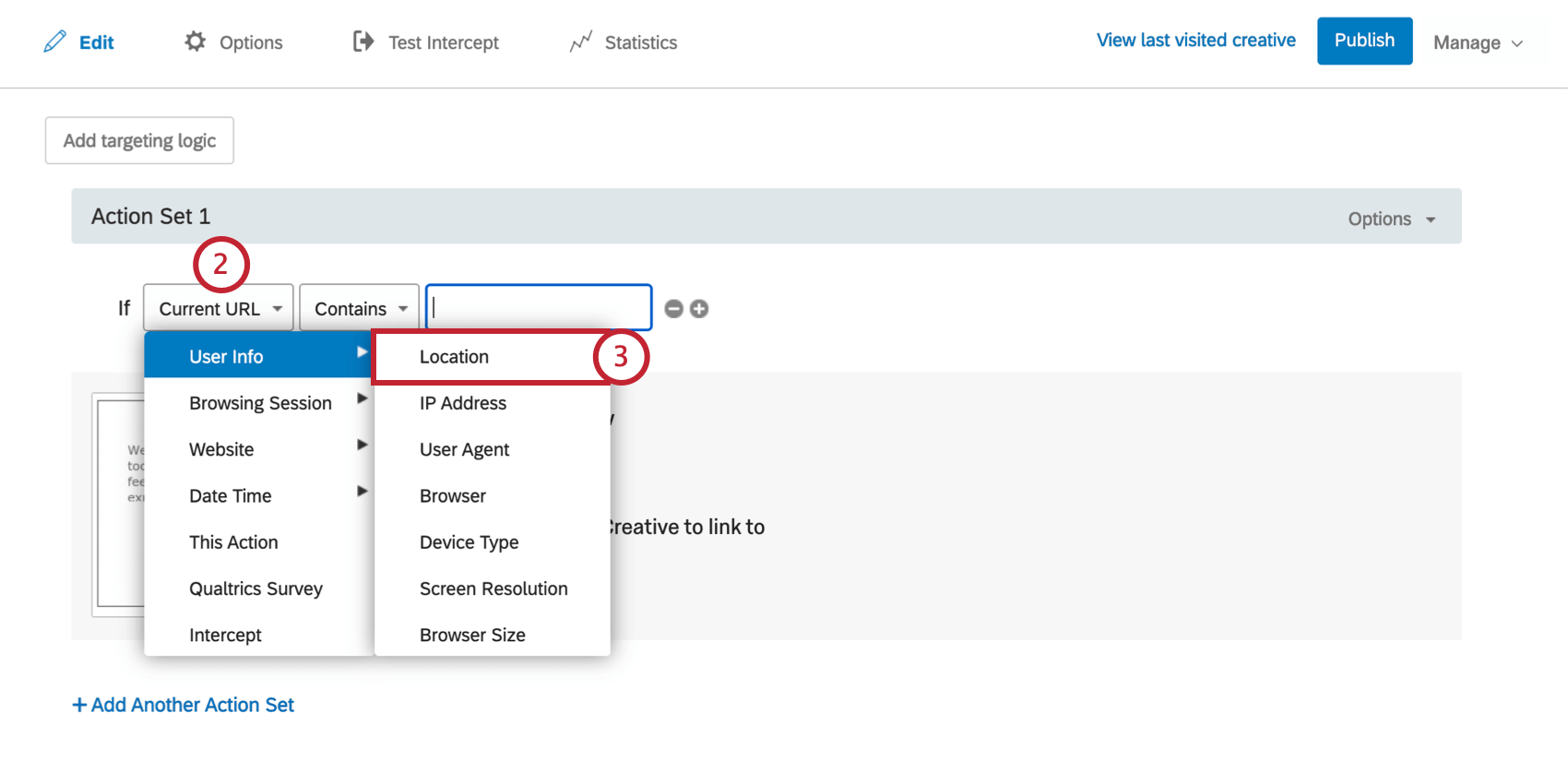First dropdown is expanded. User Info is highlighted in the menu, with option IP Address indicated