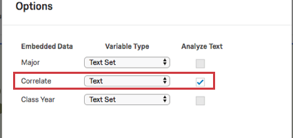 Selecting the check box next to the Text variable type dropdown