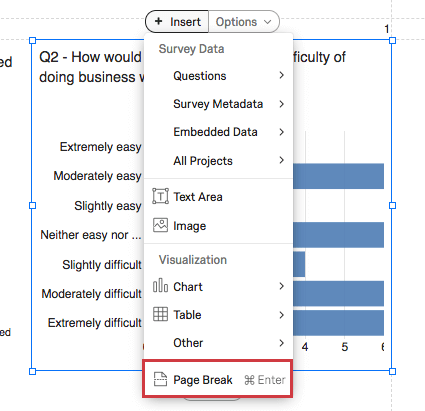 Page break option under the Insert button