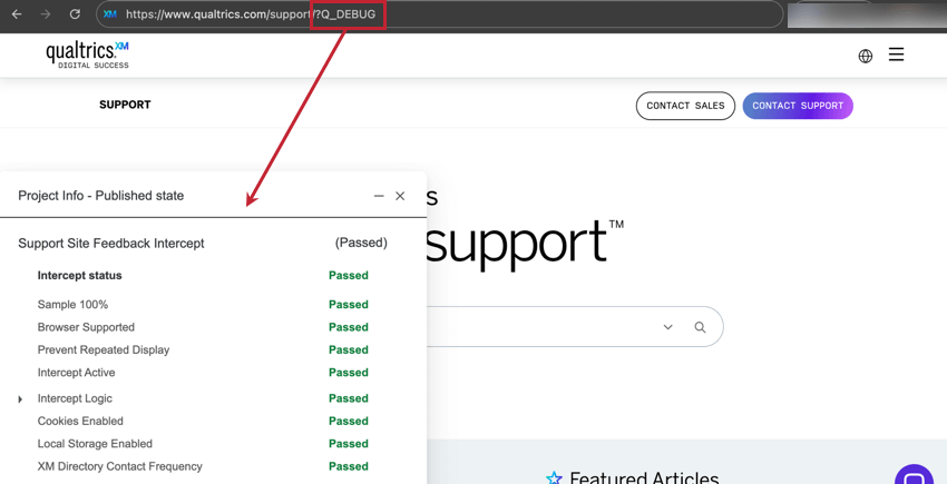 Adding ?Q_DEBUG to the page URL to open the testing window