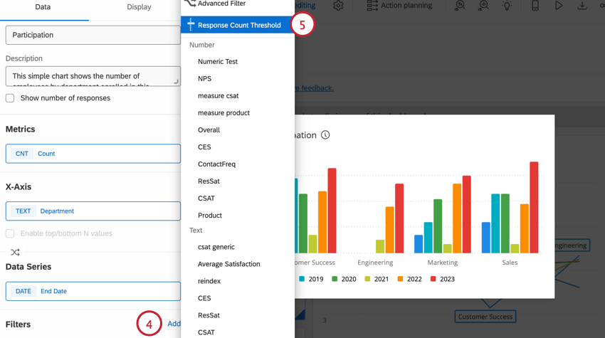 adding a response count threshold filter to a widget
