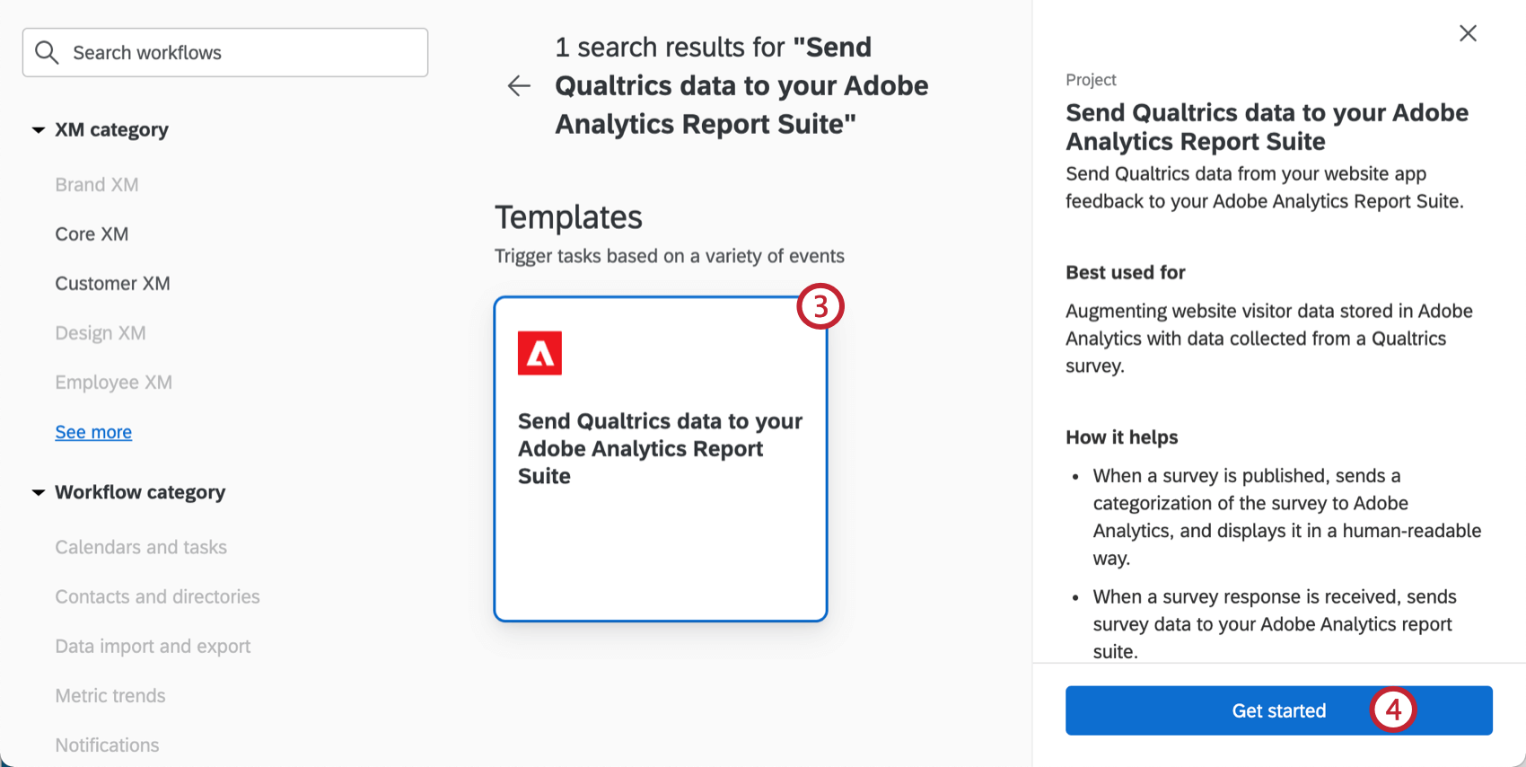 selecting adobe analytics workflow from catalog