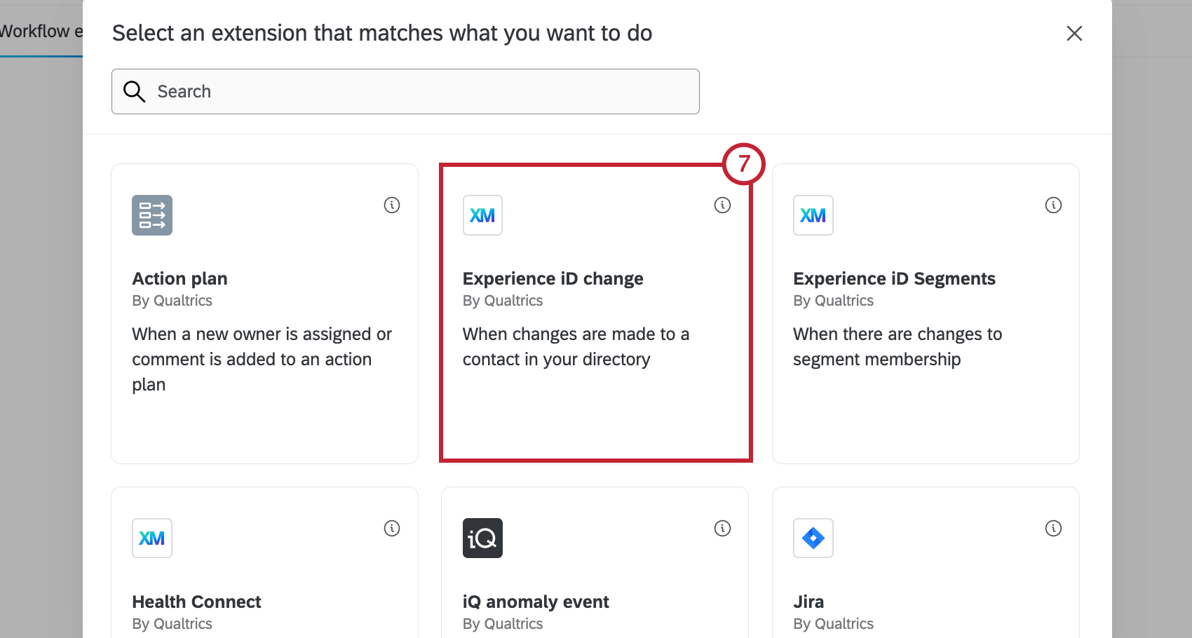 experience id change event selected