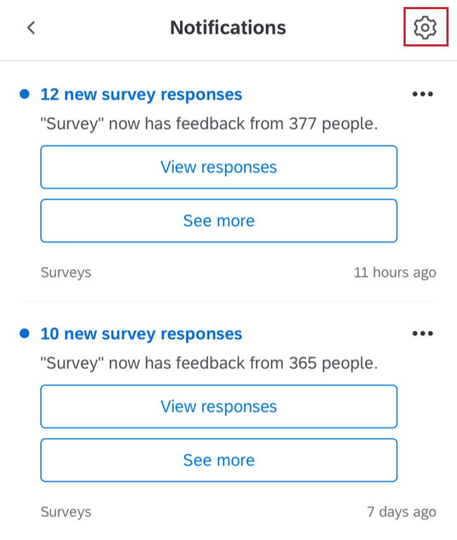 the settings icon for changing notification settings