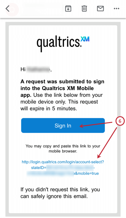 the sign in button in the email