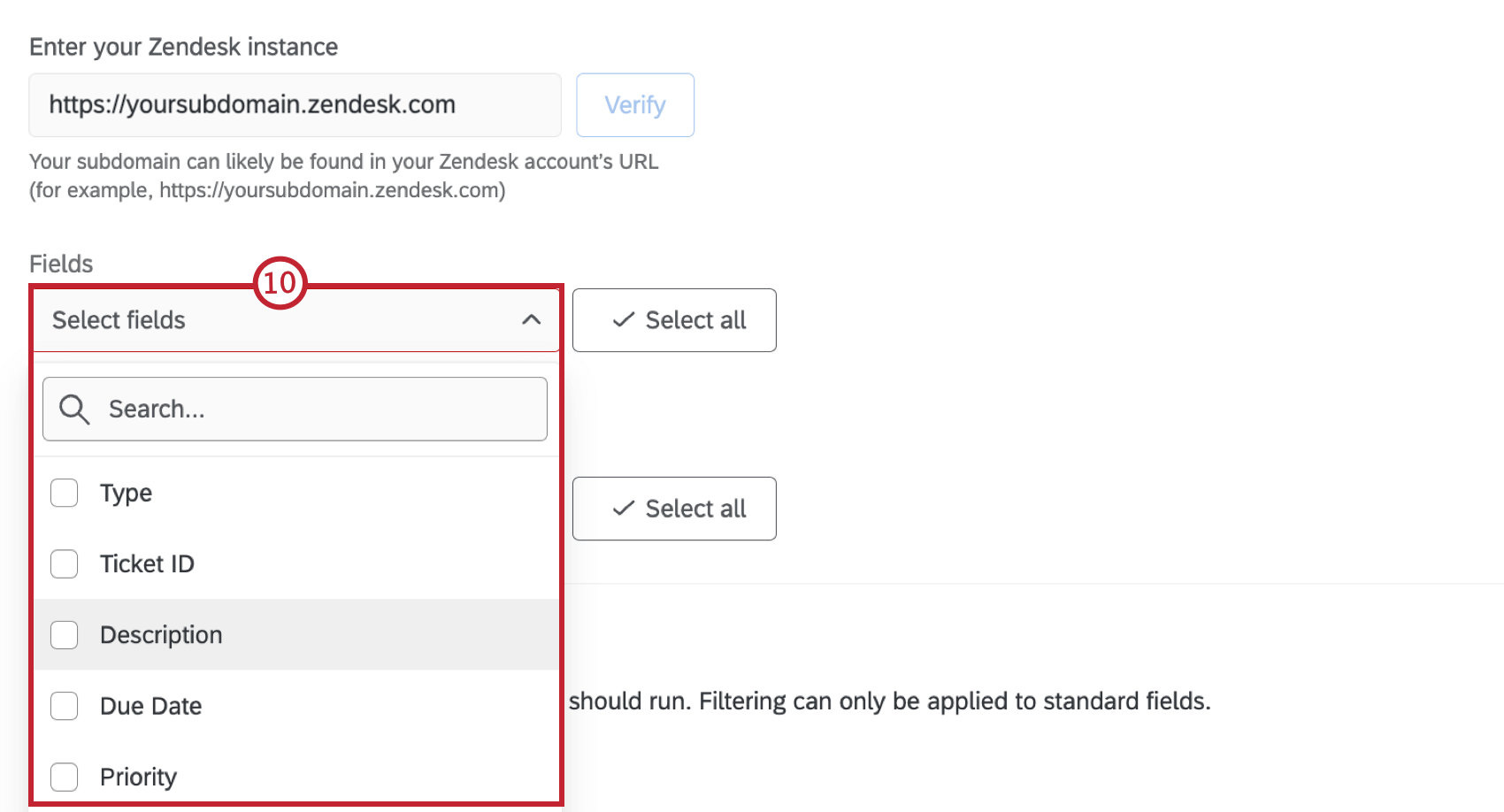 reviewing the fields, and then choosing the zendesk ticket changes to monitor