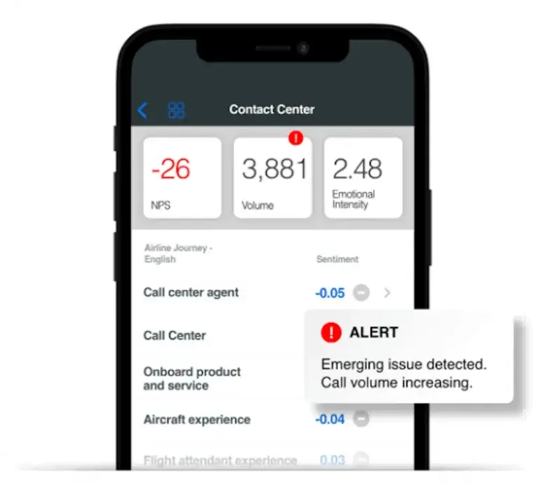 Contact center experience report on mobile device